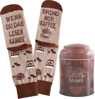 Produktbild von Ausgefallene Geschenke für Frauen und Männer, Socken mit rutschfester Aufschriftung WENN DU DAS LESEN KANNST, BRING MIR KAFFEE, Geburtstagsgeschenk