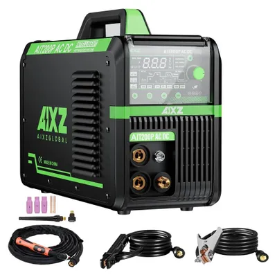 Obrázok produktu pre Zváračka TIG – invertor AIT200P – 200 A AC/DC – TIG/MMA 5 v 1 – pulzný HF-ARC – zváranie hliníka – 220 V, zástrčka EU, 2T/4T