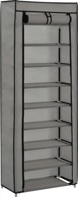 Image de Armoire à chaussures avec housse Gris 57x29x162 cm Tissu