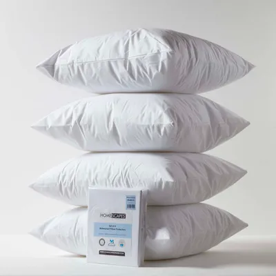 Produktbild von HOMESCAPES 4er-Set wasserdichte Kopfkissen-Schonbezüge 80 x 80 cm