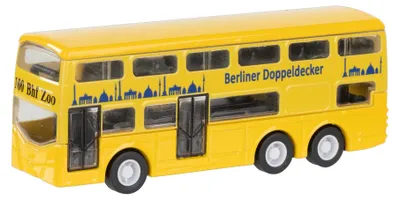 Obrázek produktu pro Idena Berlínský dvoupatrový autobus, žlutý, kovový model autíčka, 13 x 10 x 4 cm