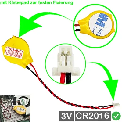 Produktbild von RTC CR2016 BIOS Batterie CMOS Knopfzelle Akku Battery mit Steckerkabel für Blade Stealth 3 2019 (RZ09-03101G52-R3G1), (RZ09-03101W72-R3W1)