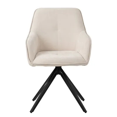 Produktbild von ML-Design Esszimmerstuhl drehbar, Creme, aus Textil Webstoff mit Metallbeine
