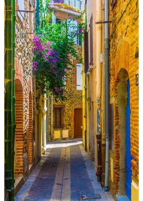 Image de Tableau sur toile ruelle de Collioure 65x97 cm, Tableau mural moderne pour décoration intérieure