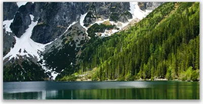 Produktbild von Glasbilder 120x60 Wandbild Druck auf Glas See Wald Gebirge Landschaft