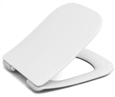 Produktbild von WC Sitz - Toilettensitz Slim - Weiß - 42 × 36 Cm - Selbstschließend - Antibakteriell - - Duroplast - Toilettendeckel