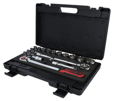 Produktbild von KS Tools 918.0625, Steckschlüssel-Satz, 1/2", 22 Kopf/Köpfe, Chrom-Vanadium-Stahl, 4,75 kg