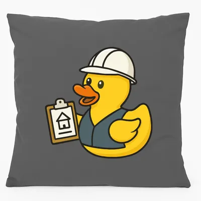 Produktbild von Huuraa Kissen Quietscheente Bauingenieurwesen Comic Gummiente 40x40cm mit Füllung Steel Grey Baumwolle Dekokissen Geschenkidee