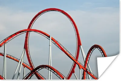 Produktbild von MuchoWow® Poster Rote Achterbahn im Vergnügungspark 180x120 cm - Fotoplakat