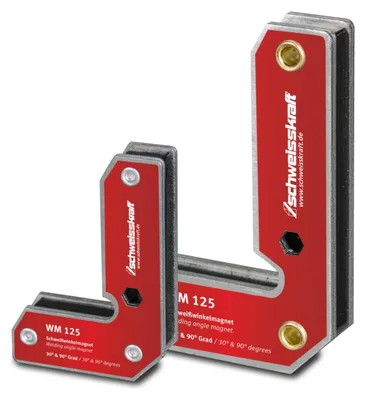 Zdjęcie produktu dla Schweißkraft Winkelmagnete WM 125 (2 Stück, Winkel 90°+270°Haltekraft 9 + 14 kg)