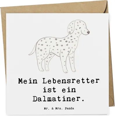 Produktbild von Mr. & Mrs. Panda Grußkarte Dalmatiner Lebensretter - Weiß - Geschenk, Dalmatinac, faltkarte, Klappkarte, doppelkarte, Glückwunschkarte, anlasskarte