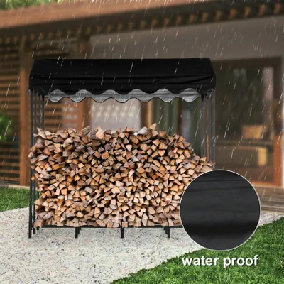 Image de Support pour bois de chauffage - Râtelier à bois - Range-bois - Abri de jardin pour bois - Abri de jardin - Format XXL : 185x185x70 cm