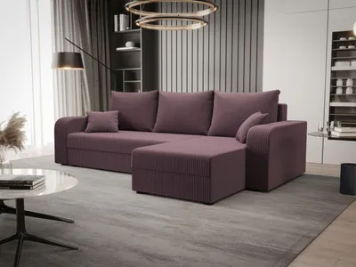 Produktbild von BEDANTE ECKSOFA HEWLET L BIS Zoom 17 Rechts Dunkelrosa mit Schlaffunktion L-Form Sofa mit Stauraum Bettkasten Wohnzimmersofa Couch Sofa Bettsofa Bettkasten Bettcouch