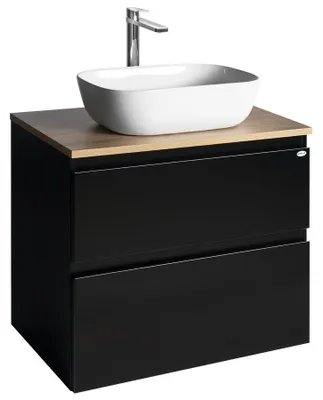 Obrázok produktu pre Skriňa Aqualine ALTAIR s doskou 68 cm, matná čierna / dub Emporio