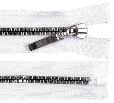 1 Profil-Reißverschluss 5mm Nonlock teilbar Würfel-Design Größenwahl weiß silber