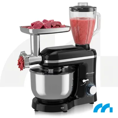 Produktbild von MalTec Küchenmaschine 3in1 Knetmaschine Mixer Fleischwolf Gemüseschneider 2000W 6,2L Schüssel Schwarz