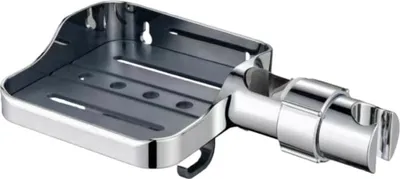 Obrázek produktu pro INF Polička na sprchovou hlavici s háčky ABS 22.5cmx13cmx8.5cm pro 18-26mm kolejničky stříbrný