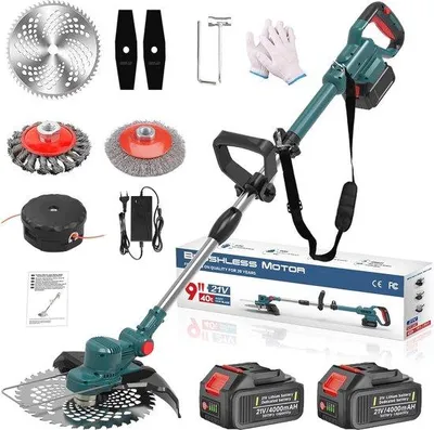 Produktbild von Elektrische Grastrimmer 750W mit Unkrautbürste und Verstellbarer Länge – Ideal für Gartenpflege
