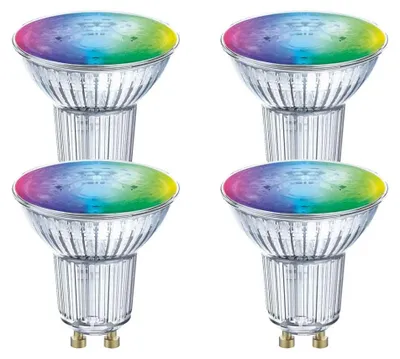 Produktbild von 4 x Ledvance LED Smart+ Glas Reflektor 4,9W = 50W GU10 350lm RGBW 2700K-6500K 45° Dimmbar App Google Alexa WiFi