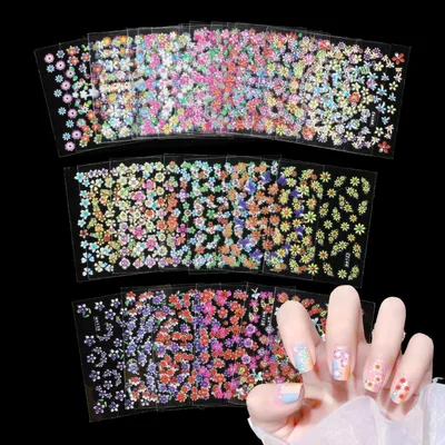 Image de Autocollants 3D pour ongles, motifs floraux, 30 pièces