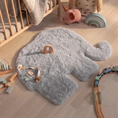 Produktbild von Volero - Kinderteppich - Huggy Elefant Grau - 80x100 cm - Kinderzimmer, Babyzimmer - Modern