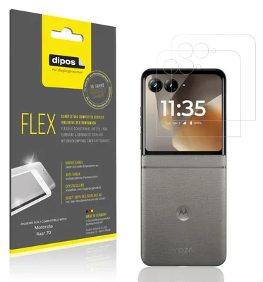 Image de 2x Film de protection d'écran pour Motorola Razr 70 Aussenseite, recouvre 100% de l'écran, dipos Flex