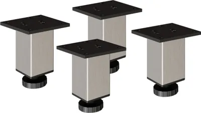 Produktbild von 4er Set sossai Höhenverstellbare Aluminium Möbelfüße 100mm in Edelstahl Optik Schrankfüße Sockelfüße