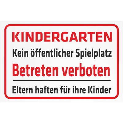Produktbild von INDIGOS UG - Aufkleber - Sicherheit - Kindergarten - Kein öffentlicher Spielplatz - 200x150 mm