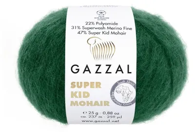 Obrázek produktu pro Vlna Gazzal Super Kid Mohair, barva 64424, tmavě zelená - pro pletení a háčkování