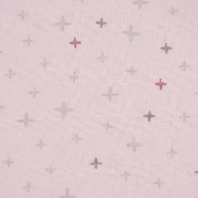 Produktbild von Baumwollstoff Meterware Kreuze Sterne rosa grau altrosa 1,40m