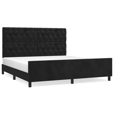 Image de vidaXL Cadre de lit sans matelas noir 160x200 cm velours