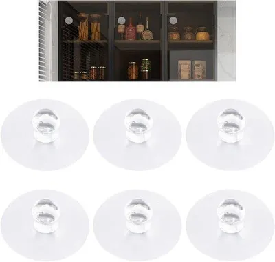 Immagine prodotto di Set da 6 pomelli sferici in acrilico, autoadesivi, per finestre, guardaroba, cucina; facile da montare senza forature.
