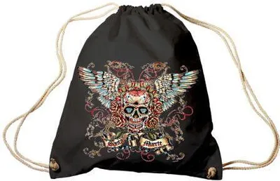Produktbild von Trendbag Turnbeutel Sporttasche Rucksack mit Print - Totenkopf Skull Santa Muerte - TB65310 Color - schwarz
