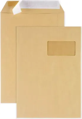 Produktbild von 200 Kraftpapierhüllen mit Fenster - 22.9 x 32.4 cm