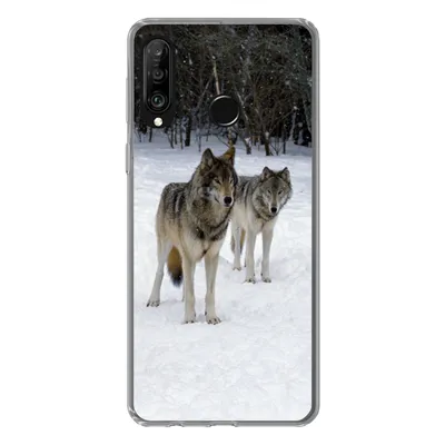 Produktbild von MuchoWow® Handyhülle Schutzhülle Hülle für Huawei P30 Lite Wolf - Schnee - Kanada Silikon Softcase Handy Hülle - Handyhülle