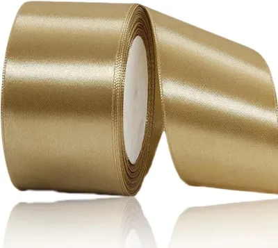 Produktbild von Geschenkband Champange Gold 50 mm Breit,22 Meter Satinbänder Stoff Schleifenband Kunsthandwerk,Hochzeitsdekoration, Weihnachten, Haarbögen,Babyparty