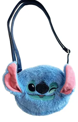 Produktbild von Disney Lilo & Stitch – Flauschige Plüsch-Schultertasche (Blau/Rosa)