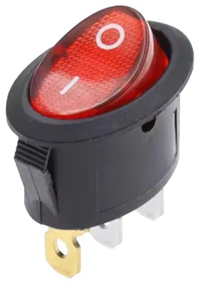 Produktbild von ProRide Wippschalter KCD1 oval Ein/Aus 3 Pins 6A 250V rote LED Einbau schwarz