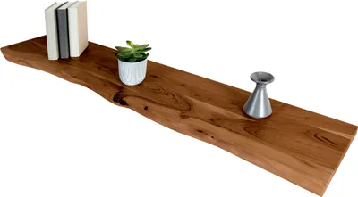 Produktbild von Holzplatte Arya mit echter Baumkante (einseitig), 140 x 30 cm, Akazienholz nussbaum, massiv & lackiert