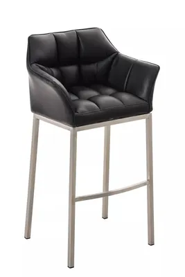 Obrázok produktu pre In And OutdoorMatch Barová stolička Alexane - Čierna - Imitácia kože - S operadlom a podrúčkou - Ergonomická - Sada 1 - Deluxe