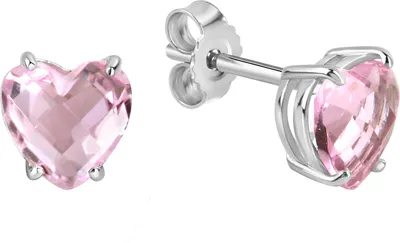 Produktbild von V Ohrstecker 925/- Sterling Silber 0,7cm weiß Glasstein rosa 371220462R