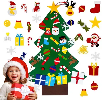 Immagine prodotto di Albero di Natale in feltro fai da te con decorazioni rimovibili per Natale
