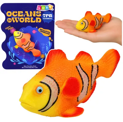 Produktbild von Clownfisch-Gummifischfigur, dehnbar, realistischer Meeresfisch, 10 cm