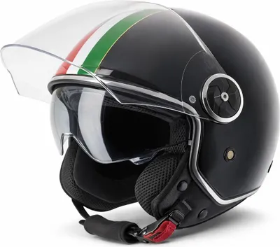 Produktbild von VINZ Neiva Jethelm mit Doppelvisier | Roller Helm mit Italienische Flagge & mit Sonnenblende | In Gr. XS-XXL | ECE 22.06  | Motorradhelm mit Visier | Viele Farben Erhältlich - Schwarz | XL (61 - 62 cm)