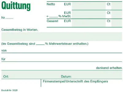 Produktbild von Quittungsblock A6 50 Blatt Packung mit 20 Stück