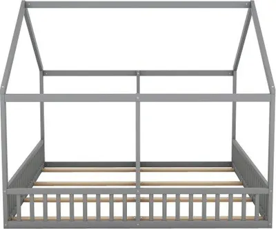 Produktbild von Einzelbettkasten 90x200cm graues 2-in-1 Bett ohne Matratze