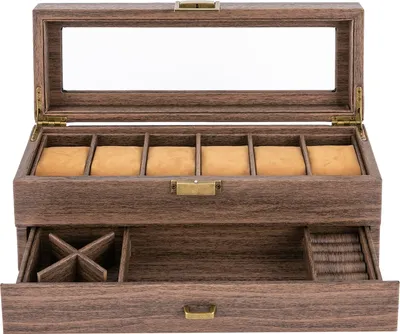 Produktbild von Uhrenboxen Uhrenkasten Veranstalter 34*12*13cm Uhrendisplay Lagerung (Holzfarbe)