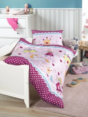Produktbild von Soma Microfaser Baby Bettwäsche 100 x 135 cm Bettbezug Kopfkissenbezug 40 x 60 cm Einhorn Prinzessin Pink