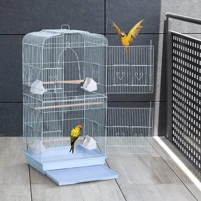 Produktbild von WYCTIN Vogelkäfig Vogelvoliere Vogelhaus Vogelbauer mit ausnehmbarer Bodenschale Weiß 46*36*92cm