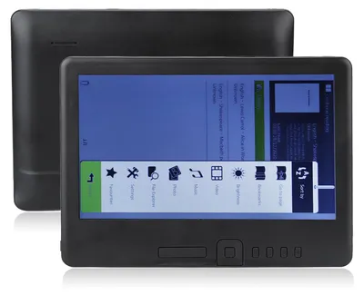 Obrázok produktu pre Čítačka e-kníh s 7-palcovým farebným TFT LCD displejom v pomere strán 16:9, rozlíšením HD 800×480, procesorom 380 MHz, v čiernom ochrannom puzdre – prenosná čítačka e-kníh pre formáty EPUB, PDF a TXT s kapacitou 16 GB